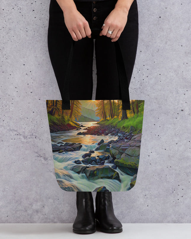 Oregon Stream - Digital Art - Tote bag