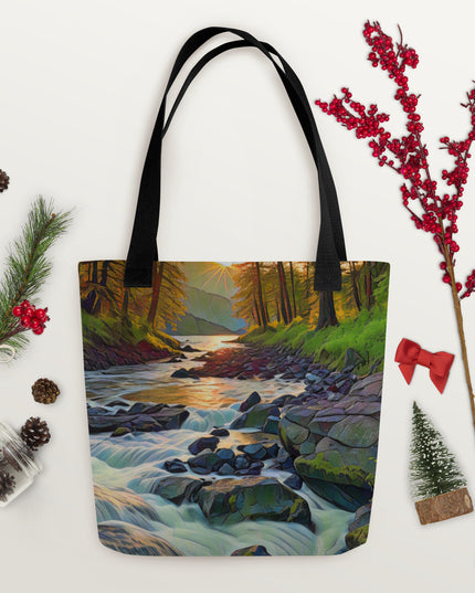 Oregon Stream - Digital Art - Tote bag