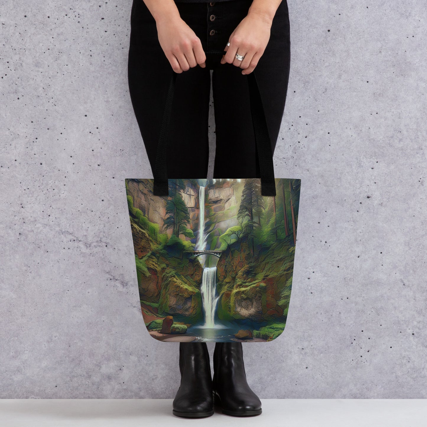 Multnomah Falls - Digital Art - Tote bag