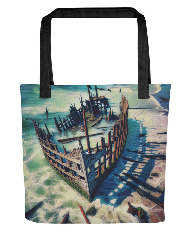 Ship Wreck on the Oregon Coast - Digital Art - Tote bag