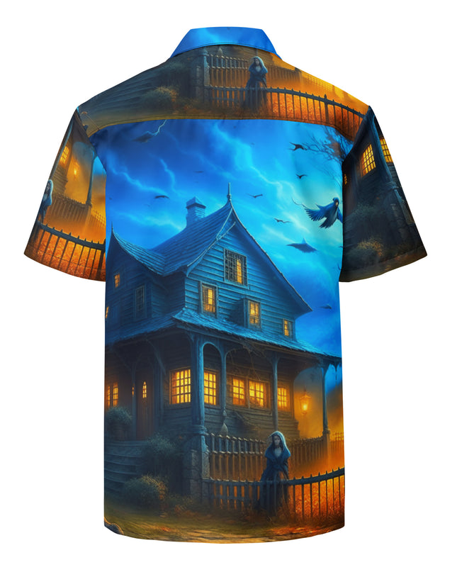 Halloween - Spooky - Haunted House - Unisex button shirt