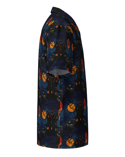 Halloween - Haunted House -Black Cat-Ghost - Bats - Unisex button shirt
