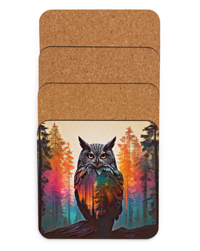Oregon Owl - Cork-back coaster