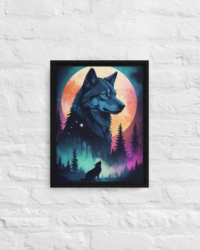 Lone Wolf - Digital Art - Framed canvas - FREE SHIPPING