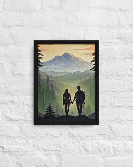 Oregon Hikers - Digital Art - Framed canvas - FREE SHIPPING