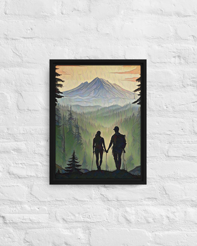 Oregon Hikers - Digital Art - Framed canvas - FREE SHIPPING
