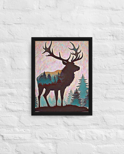 Oregon Elk in the Forest - Digital Art - Framed canvas - FREE Shipping
