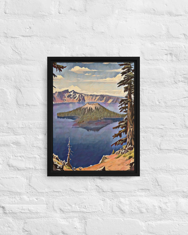 Crater Lake - Digital Art - Framed canvas - FREE SHIPPING