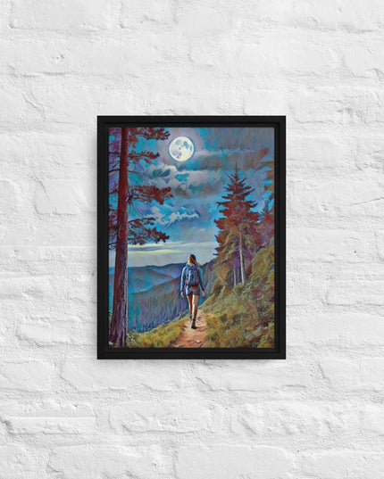 Oregon Full Moon Hiking - Digital Art - Framed canvas - FREE SHIPPING