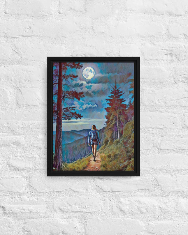 Oregon Full Moon Hiking - Digital Art - Framed canvas - FREE SHIPPING