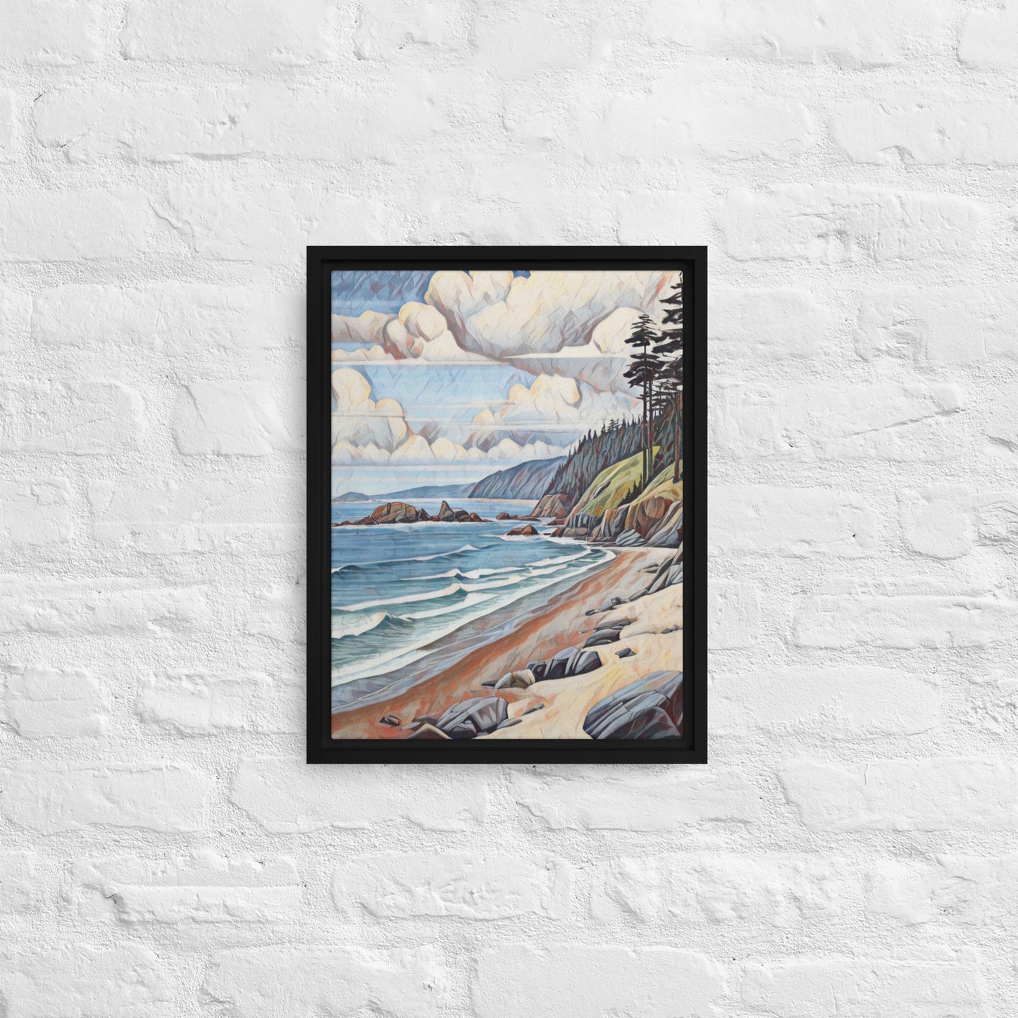 Oregon Coastline - Digital Art - Framed canvas - FREE SHIPPING