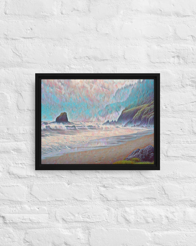 Oregon Ocean Beach - Digital Art - Framed canvas - FREE SHIPPING