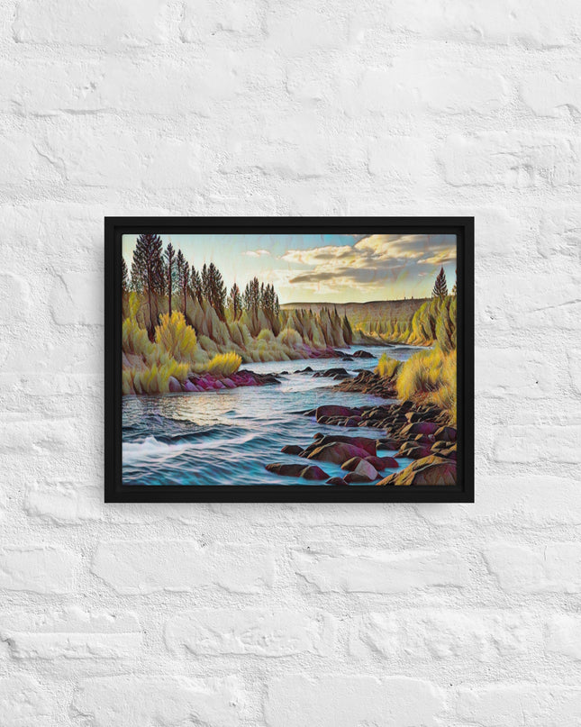 Oregon River - Digital Art - Framed canvas - FREE SHIPPING