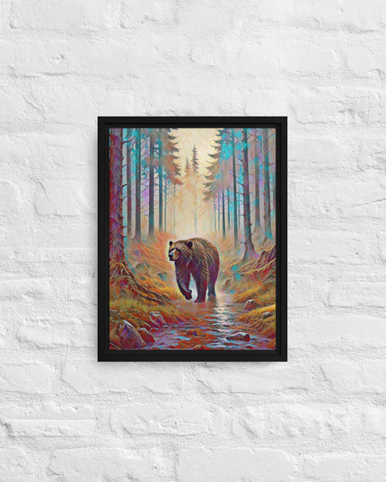 Oregon Bear in the Woods - Digital Art - Framed canvas - FREE SHIPPING
