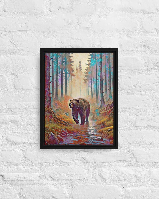 Oregon Bear in the Woods - Digital Art - Framed canvas - FREE SHIPPING