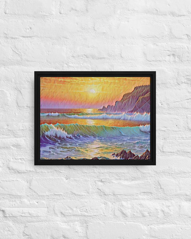 Oregon Coast Sunset - Digital Art - Framed canvas - FREE Shipping