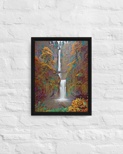Multnomah Falls/Autumn - Digital Art - Framed canvas - FREE SHIPPING