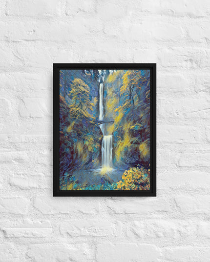 Multnomah Falls/Blue - Digital Art - Framed canvas - FREE SHIPPING