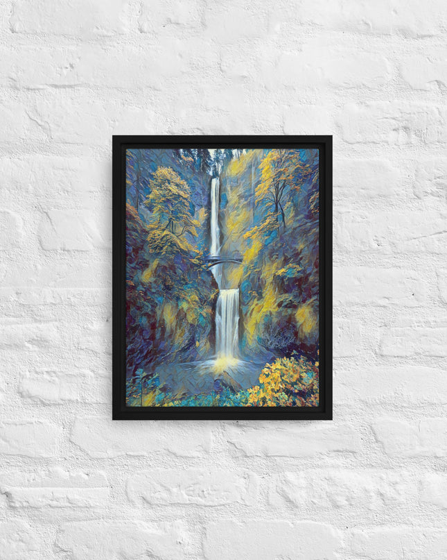 Multnomah Falls/Blue - Digital Art - Framed canvas - FREE SHIPPING