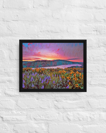 Columbia Gorge Wildflowers - Digital Art - Framed canvas - FREE SHIPPING