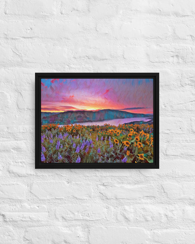 Columbia Gorge Wildflowers - Digital Art - Framed canvas - FREE SHIPPING