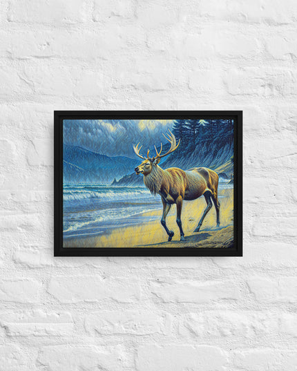 Elk on the Beach - Framed canvas - FREE SHIPPING
