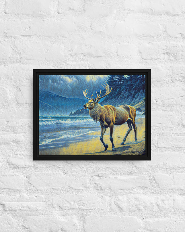 Elk on the Beach - Framed canvas - FREE SHIPPING