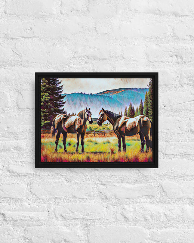 Central Oregon Horses - Digital Art - Framed canvas - FREE SHIPPING