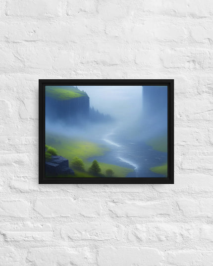 Foggy River - Digital Art - Framed canvas - FREE SHIPPING