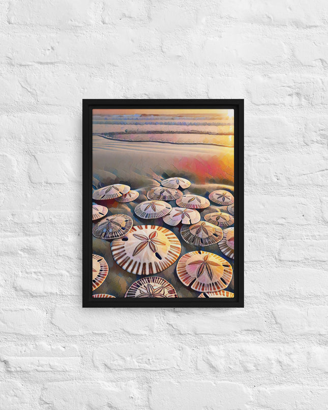 Oregon Sand Dollars - Digital Art -Framed canvas - FREE SHIPPING