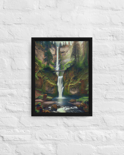Multnomah Falls - Digital Art - Framed canvas - FREE SHIPPING
