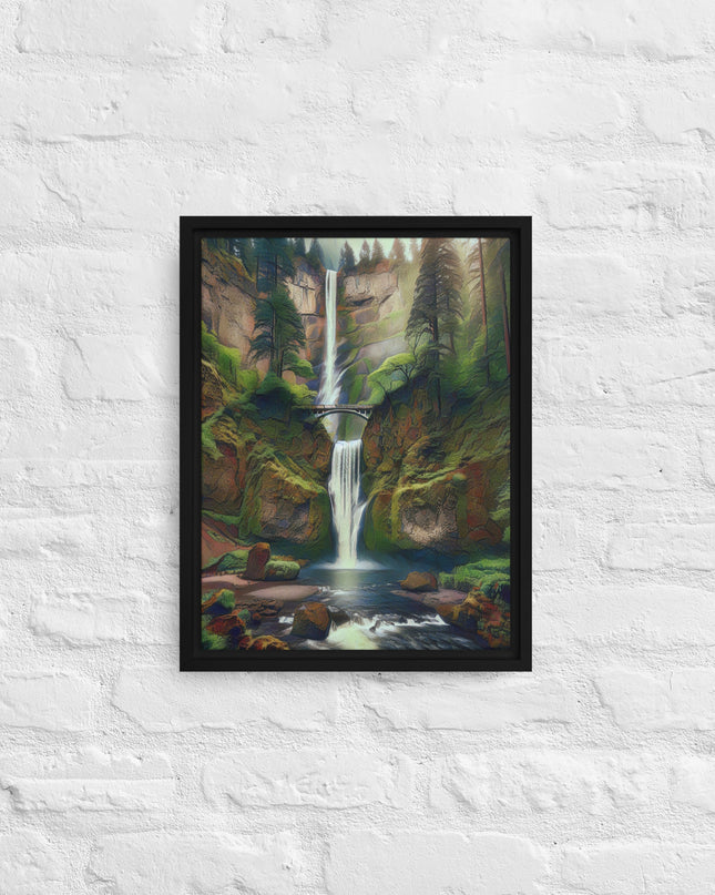 Multnomah Falls - Digital Art - Framed canvas - FREE SHIPPING