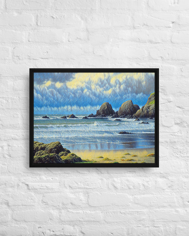 Oregon Coast - Digital Art - Framed canvas FREE SHIPPING