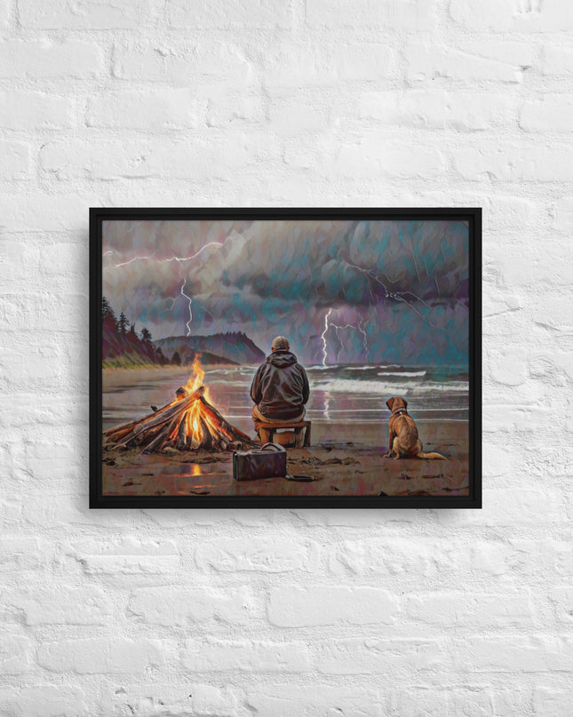 Bonfire in the Storm Digital Art - Framed canvas - FREE Shipping