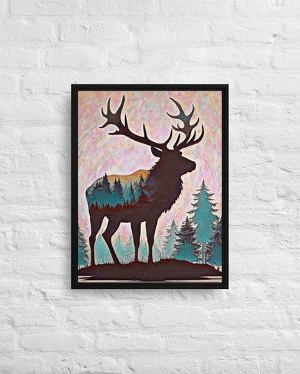 Oregon Elk in the Forest - Digital Art - Framed canvas - FREE Shipping