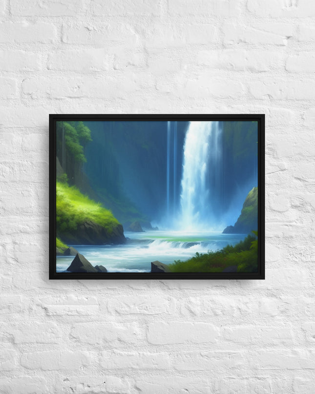 Oregon Waterfall - Digital Art - Framed canvas - FREE SHIPPING