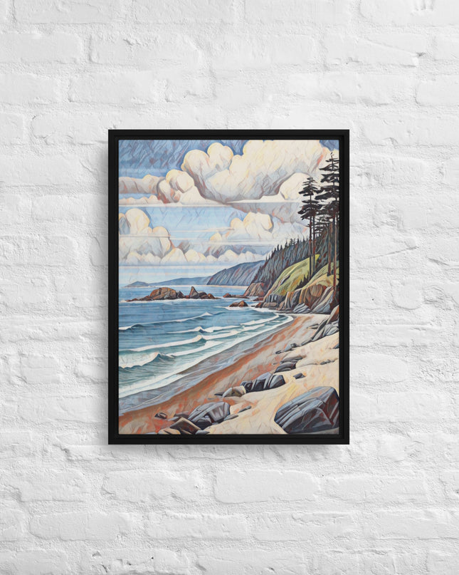 Oregon Coastline - Digital Art - Framed canvas - FREE SHIPPING