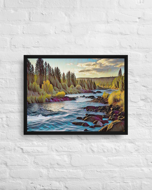 Oregon River - Digital Art - Framed canvas - FREE SHIPPING