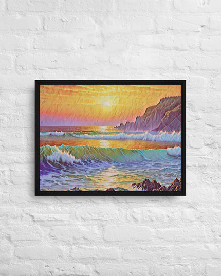 Oregon Coast Sunset - Digital Art - Framed canvas - FREE Shipping