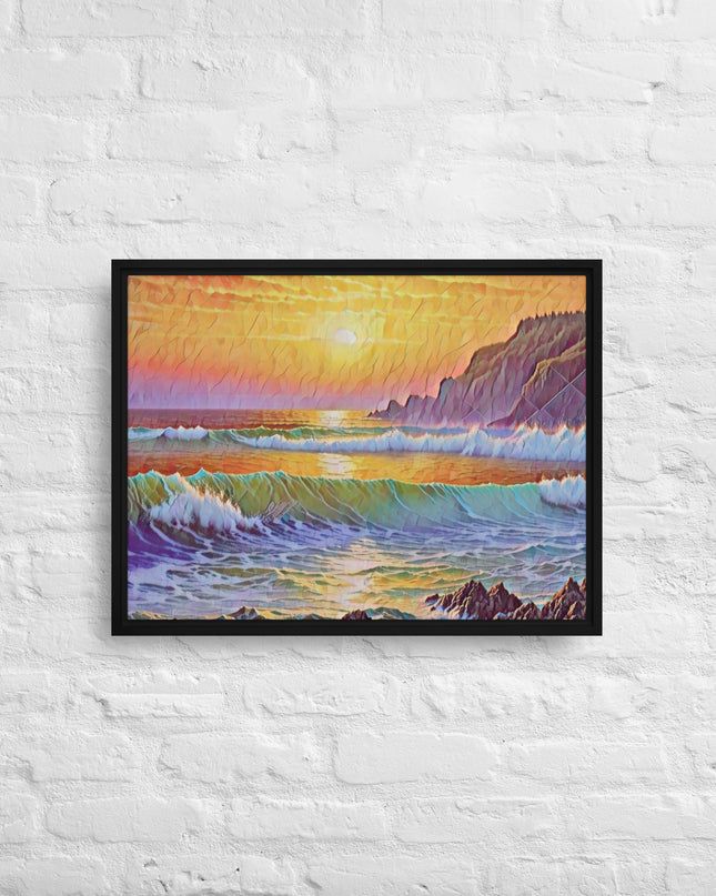 Oregon Coast Sunset - Digital Art - Framed canvas - FREE Shipping