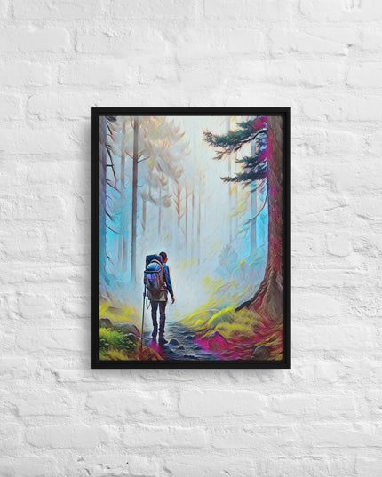 Hiking the Oregon Woods - Digital Art - Framed canvas - FREE SHIPPING