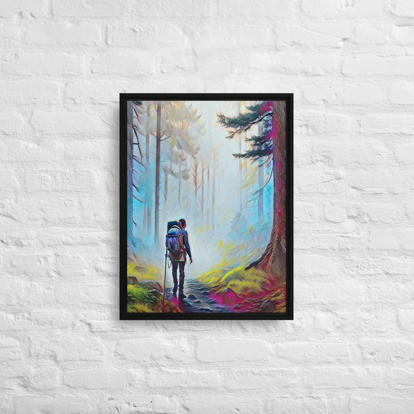 Hiking the Oregon Woods - Digital Art - Framed canvas - FREE SHIPPING