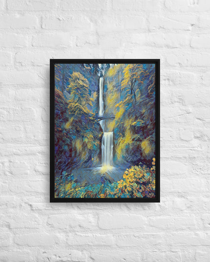 Multnomah Falls/Blue - Digital Art - Framed canvas - FREE SHIPPING