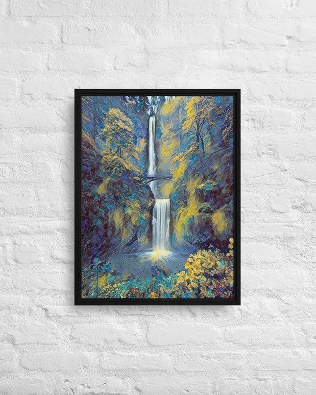 Multnomah Falls/Blue - Digital Art - Framed canvas - FREE SHIPPING