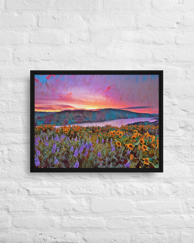 Columbia Gorge Wildflowers - Digital Art - Framed canvas - FREE SHIPPING