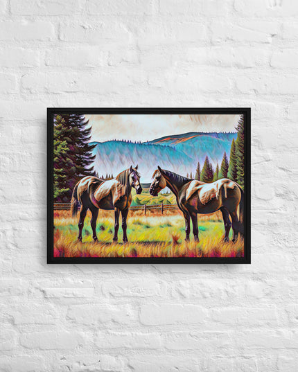 Central Oregon Horses - Digital Art - Framed canvas - FREE SHIPPING