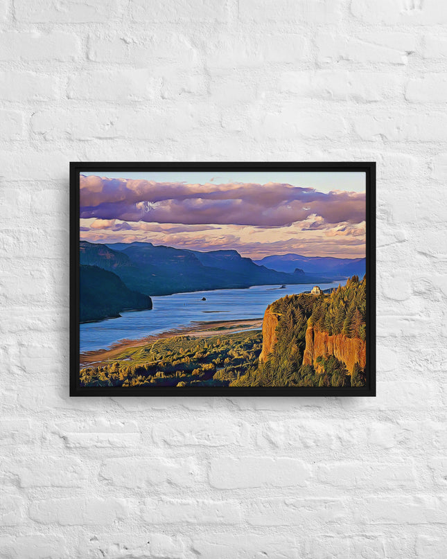 Columbia River Gorge - Digital Art - Framed canvas - FREE SHIPPING