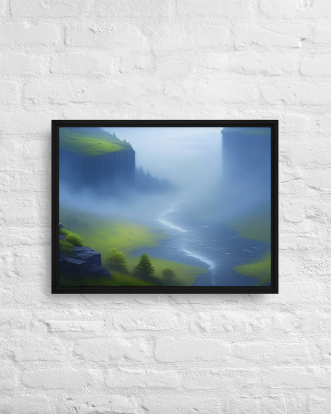 Foggy River - Digital Art - Framed canvas - FREE SHIPPING
