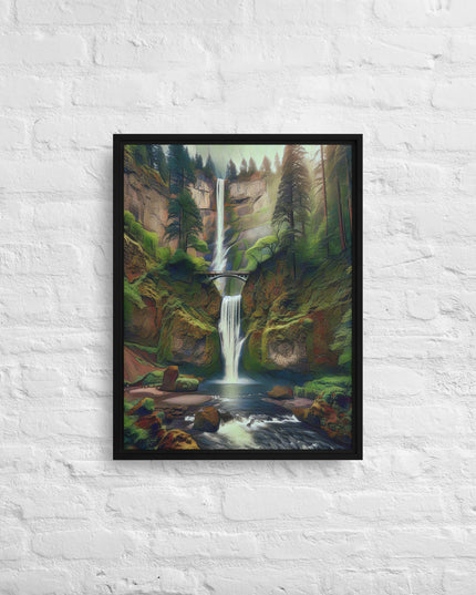 Multnomah Falls - Digital Art - Framed canvas - FREE SHIPPING
