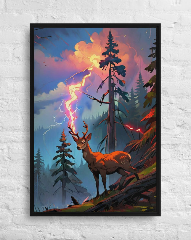 Oregon Lightning Strike - Digital Art - Framed canvas - FREE SHIPPING
